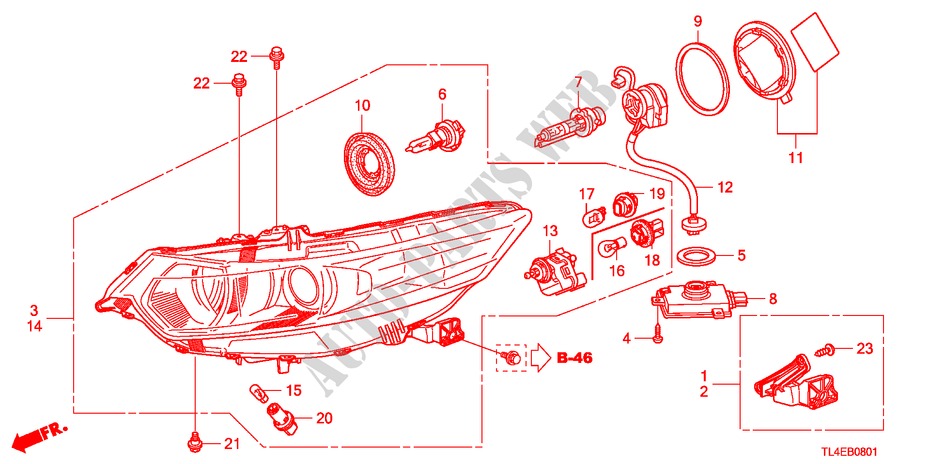 KOPLAMP(HID) voor Honda ACCORD TOURER 2.2 EXECUTIVE 5 deuren 5-traps automatische versnellingsbak 2011