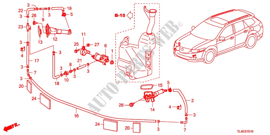 KOPLAMP SPROEIERWISSER voor Honda ACCORD TOURER 2.2 EXECUTIVE 5 deuren 5-traps automatische versnellingsbak 2010