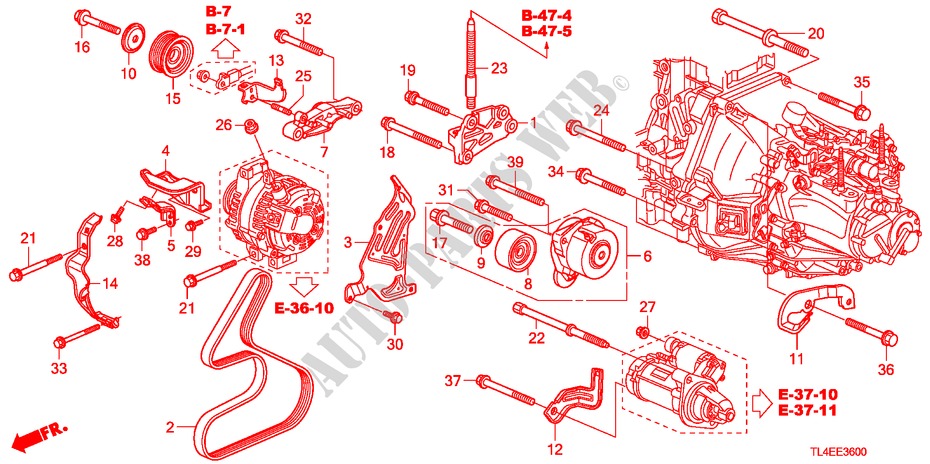 MOTOR BEVESTIGING BEUGEL(DIESEL) voor Honda ACCORD TOURER 2.2 EXECUTIVE 5 deuren 5-traps automatische versnellingsbak 2010