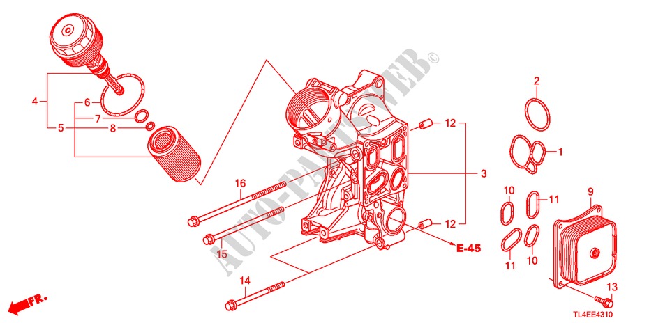 OLIEFILTER HOUDER(DIESEL) voor Honda ACCORD TOURER 2.2 EXECUTIVE 5 deuren 5-traps automatische versnellingsbak 2011