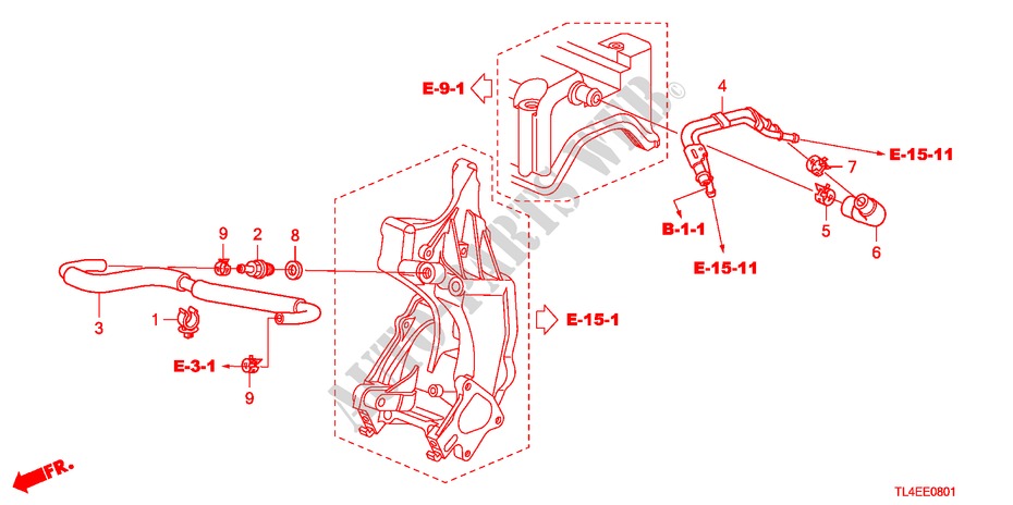 ONTLUCHTSLANG(2.4L) voor Honda ACCORD TOURER 2.4 EXECUTIVE 5 deuren 5-traps automatische versnellingsbak 2010