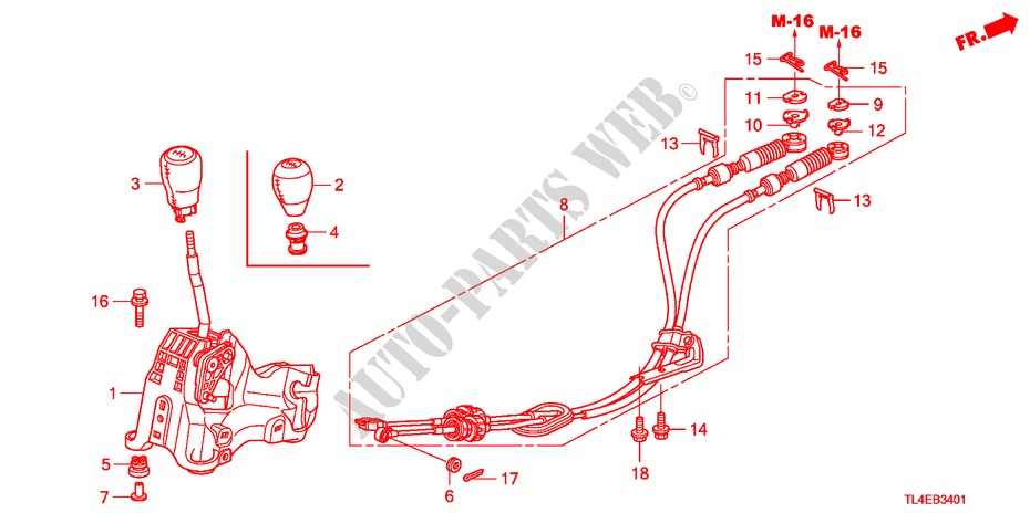 OVERSCHAKELHENDEL(DIESEL) voor Honda ACCORD TOURER 2.2 ES-GT 5 deuren 6-versnellings handgeschakelde versnellingsbak 2010