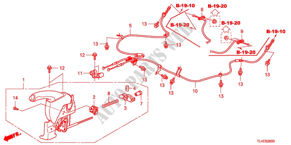 PARKEERREM(LH) voor Honda ACCORD TOURER 2.2 EXECUTIVE 5 deuren 5-traps automatische versnellingsbak 2011
