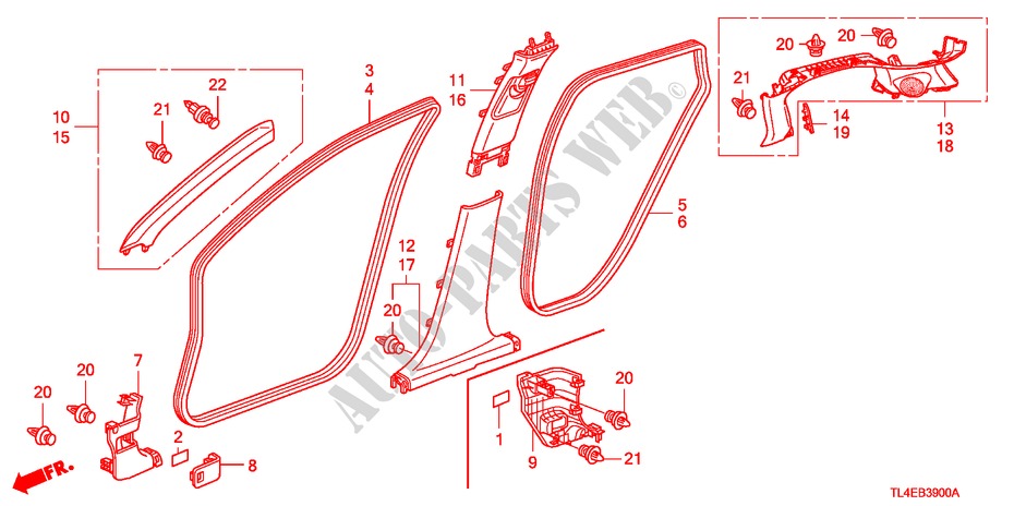PILAAR AFWERKING(LH) voor Honda ACCORD TOURER 2.4 EXECUTIVE 5 deuren 5-traps automatische versnellingsbak 2010