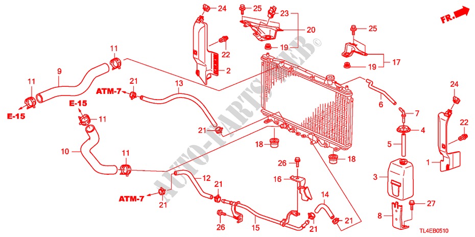 RADIATOR SLANG/RESERVETANK(2.0L) voor Honda ACCORD TOURER 2.0 ES-GT 5 deuren 5-traps automatische versnellingsbak 2011
