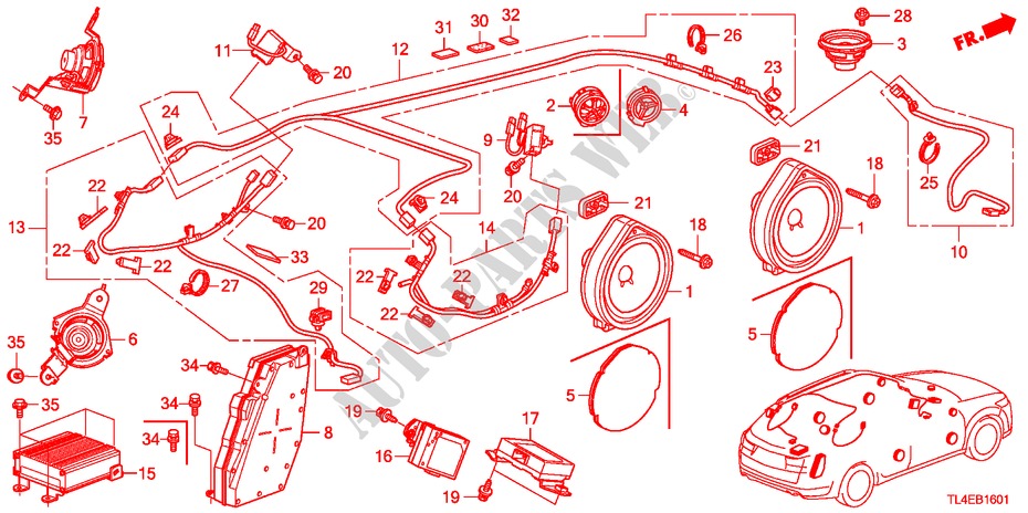 RADIO ANTENNE/LUIDSPREKER(RH) voor Honda ACCORD TOURER 2.2 S 5 deuren 5-traps automatische versnellingsbak 2011