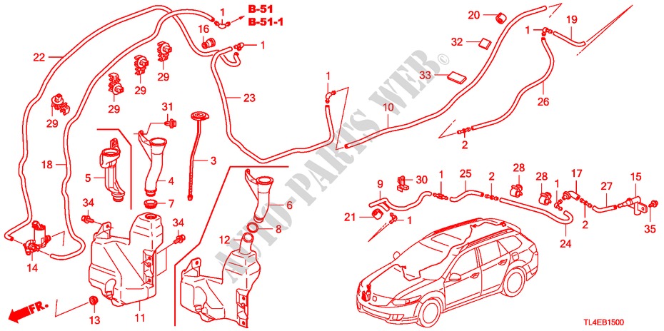 RUITESPROEIER voor Honda ACCORD TOURER 2.0 ES 5 deuren 5-traps automatische versnellingsbak 2010