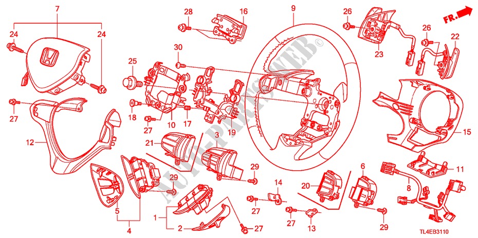 STUURWIEL(SRS) voor Honda ACCORD TOURER 2.4 EXECUTIVE 5 deuren 5-traps automatische versnellingsbak 2010