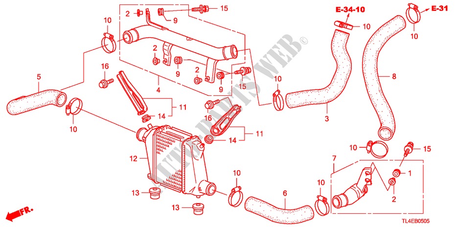 TUSSENKOELING(1) voor Honda ACCORD TOURER 2.2 EXECUTIVE 5 deuren 5-traps automatische versnellingsbak 2011