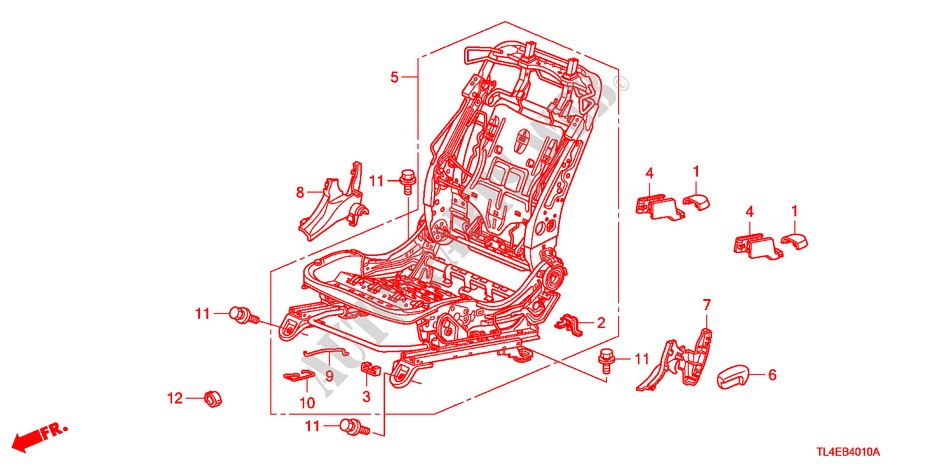 V. ZITTING COMPONENTEN(L.)(HANDMATIGE ZITTING) voor Honda ACCORD TOURER 2.2 ES 5 deuren 5-traps automatische versnellingsbak 2010