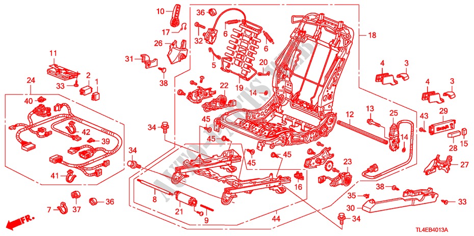 V. ZITTING COMPONENTEN(L.)(VOLLEDIG BEKRACHTIGDE ZITTING)(2) voor Honda ACCORD TOURER 2.4 EXECUTIVE 5 deuren 5-traps automatische versnellingsbak 2010