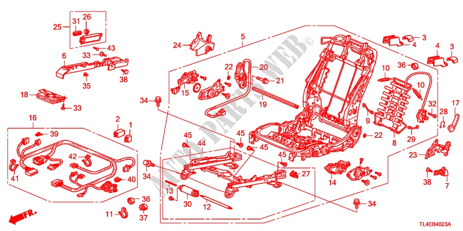 V. ZITTING COMPONENTEN(R.)(VOLLEDIG BEKRACHTIGDE ZITTING)(2) voor Honda ACCORD TOURER 2.2 EX 5 deuren 5-traps automatische versnellingsbak 2010