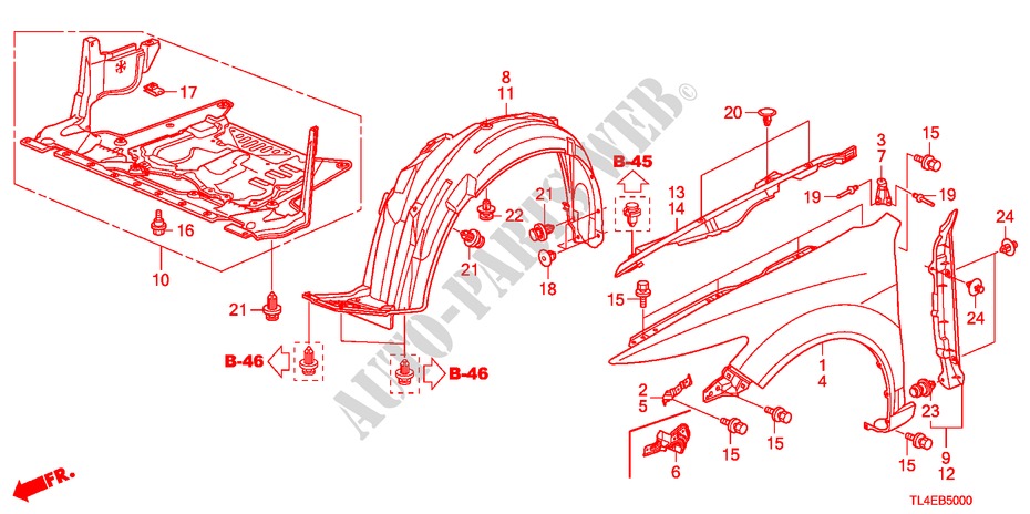 VOOR KAPPEN voor Honda ACCORD TOURER 2.0 ELEGANCE 5 deuren 5-traps automatische versnellingsbak 2011
