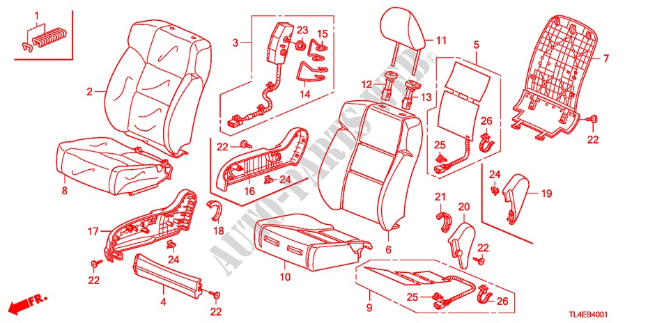 VOOR ZITTING(R.)(LH) voor Honda ACCORD TOURER 2.2 EXECUTIVE 5 deuren 5-traps automatische versnellingsbak 2011