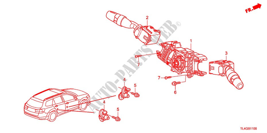 COMBINATIESCHAKELAAR voor Honda ACCORD TOURER 2.2 COMFORT 5 deuren 6-versnellings handgeschakelde versnellingsbak 2012