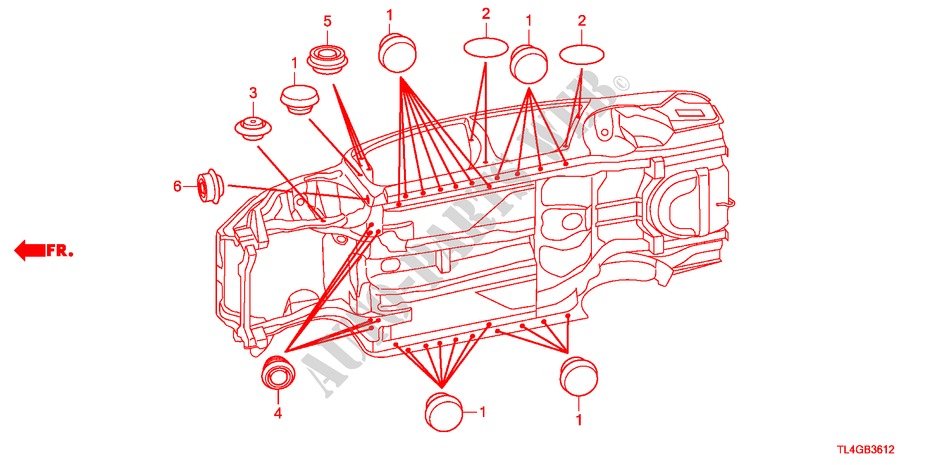 DOORVOERTULLE(ONDER) voor Honda ACCORD TOURER 2.2 TYPE S-H 5 deuren 6-versnellings handgeschakelde versnellingsbak 2012