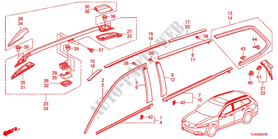 GIETWERK/DAK RAIL voor Honda ACCORD TOURER 2.2 ELEGANCE 5 deuren 5-traps automatische versnellingsbak 2012
