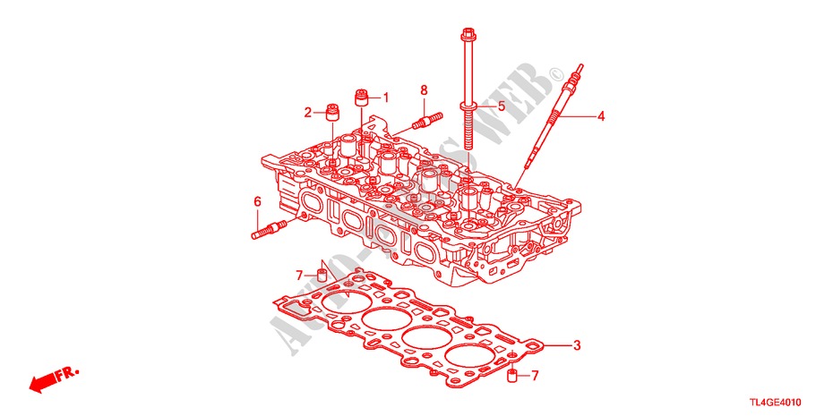 KLEP STANG AFDICHTING/GLOEIBOUGIE(DIESEL) voor Honda ACCORD TOURER 2.2 S 5 deuren 5-traps automatische versnellingsbak 2012