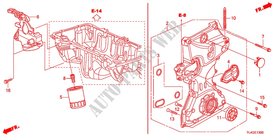 OLIEPOMP(2.0L) voor Honda ACCORD TOURER 2.0 ES-GT 5 deuren 6-versnellings handgeschakelde versnellingsbak 2012