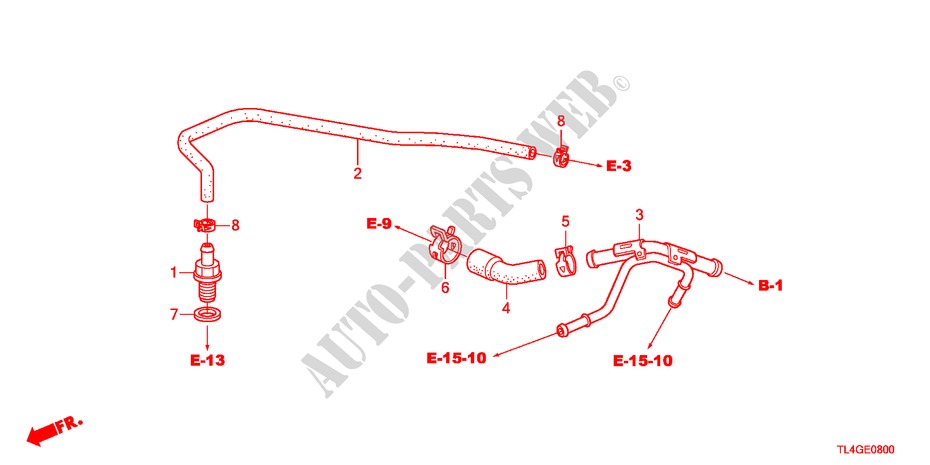 ONTLUCHTSLANG(2.0L) voor Honda ACCORD TOURER 2.0 S 5 deuren 5-traps automatische versnellingsbak 2012