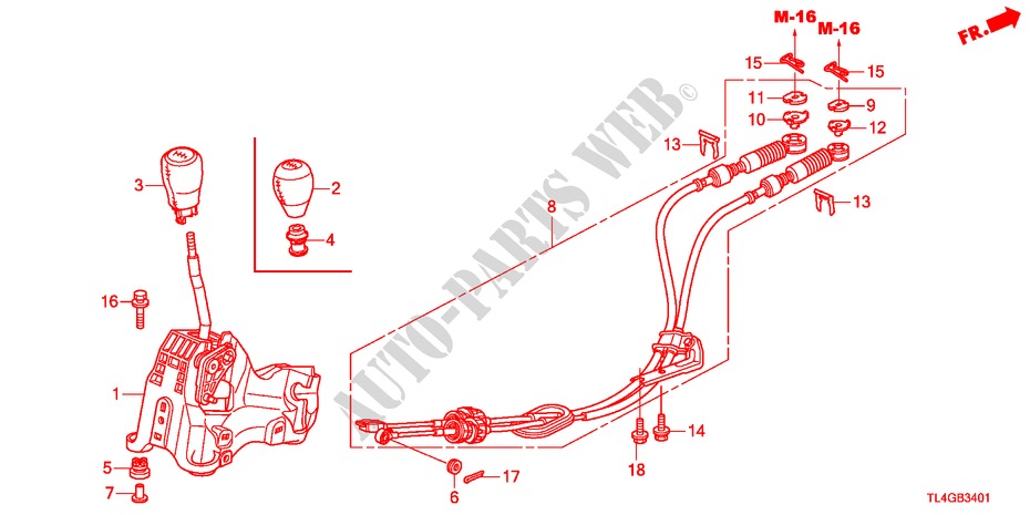 OVERSCHAKELHENDEL(DIESEL) voor Honda ACCORD TOURER 2.2 ES 5 deuren 6-versnellings handgeschakelde versnellingsbak 2012