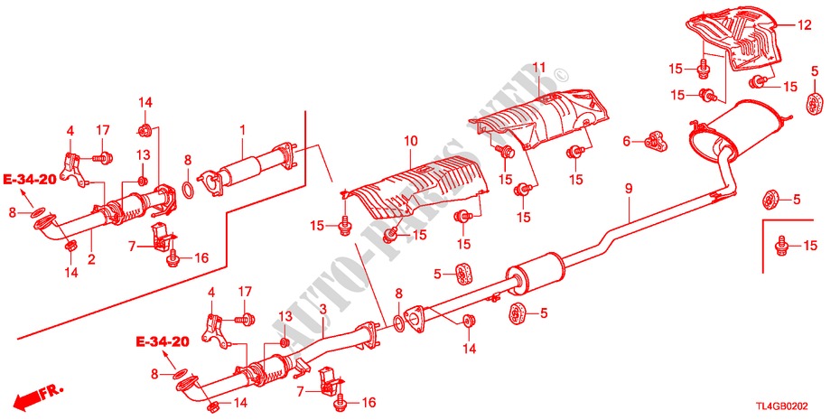 UITLAATPIJP(DIESEL) voor Honda ACCORD TOURER 2.2 EXECUTIVE 5 deuren 5-traps automatische versnellingsbak 2012