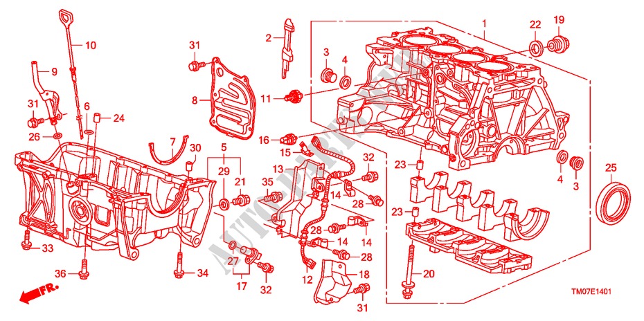 CILINDERBLOK/OLIEPAN(1.5L) voor Honda CITY LX-A 4 deuren 5-traps automatische versnellingsbak 2009