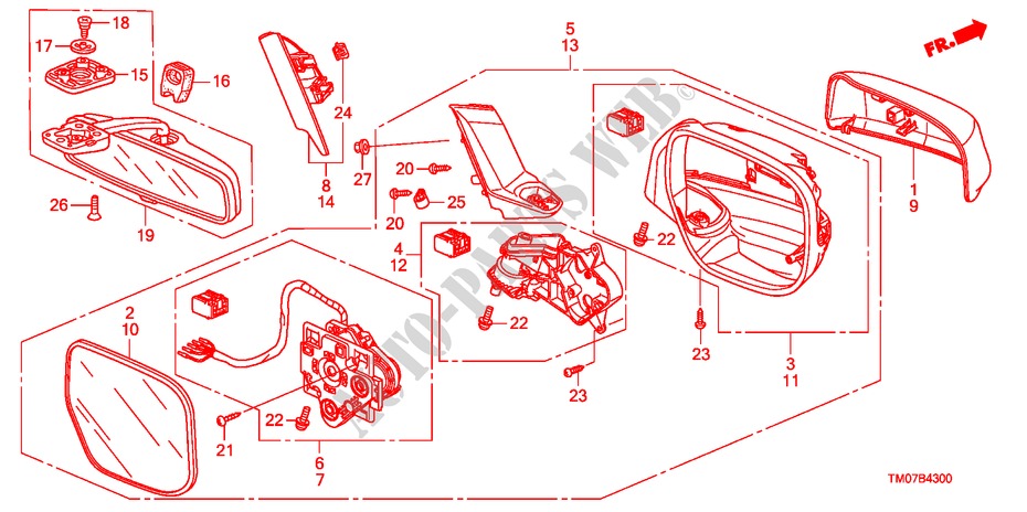 SPIEGEL(1) voor Honda CITY 1.4LS 4 deuren 5-traps automatische versnellingsbak 2010