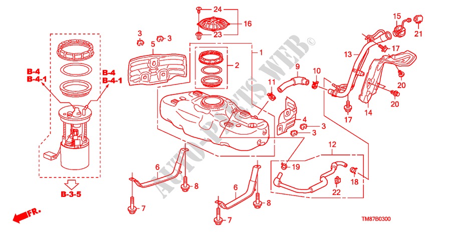 BRANDSTOF TANK voor Honda INSIGHT ELEGANCE 5 deuren CVT versnellingsbak 2010