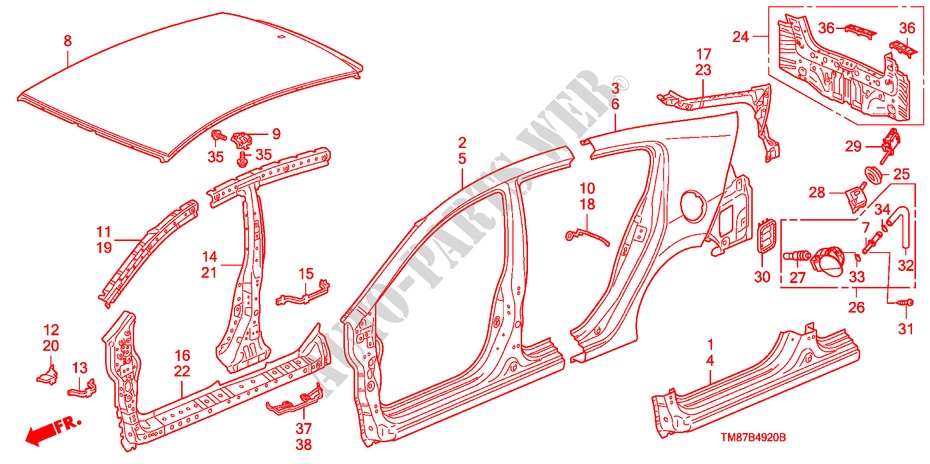 BUITEN PANELEN/ACHTER PANEEL voor Honda INSIGHT SE 5 deuren CVT versnellingsbak 2011