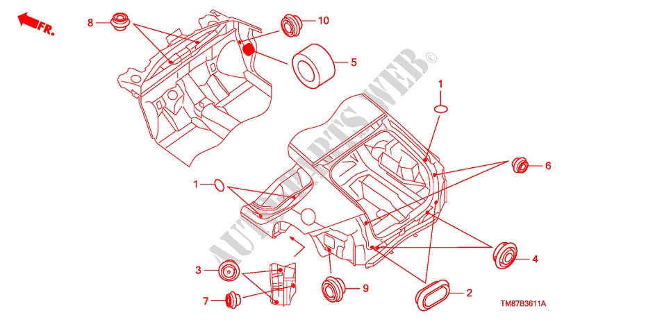 DOORVOERTULLE(ACHTER) voor Honda INSIGHT ELEGANCE 5 deuren CVT versnellingsbak 2010