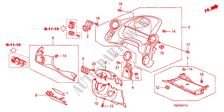 INSTRUMENTEN AFWERKING(BESTUURDERZIJKANT)(LH) voor Honda INSIGHT ELEGANCE 5 deuren CVT versnellingsbak 2010