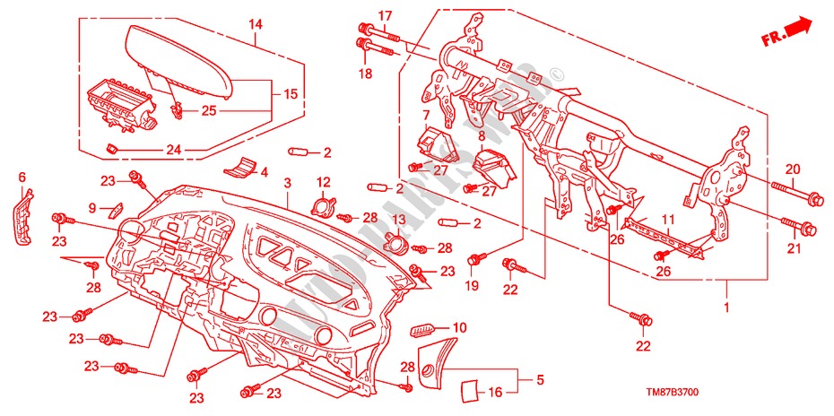 INSTRUMENTEN PANEEL(LH) voor Honda INSIGHT ELEGANCE 5 deuren CVT versnellingsbak 2010