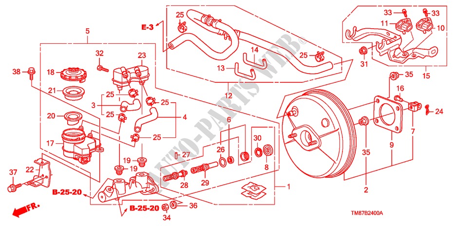 REM HOOFDCILINDER/HOOFDSPANNING(LH) voor Honda INSIGHT ELEGANCE 5 deuren CVT versnellingsbak 2010
