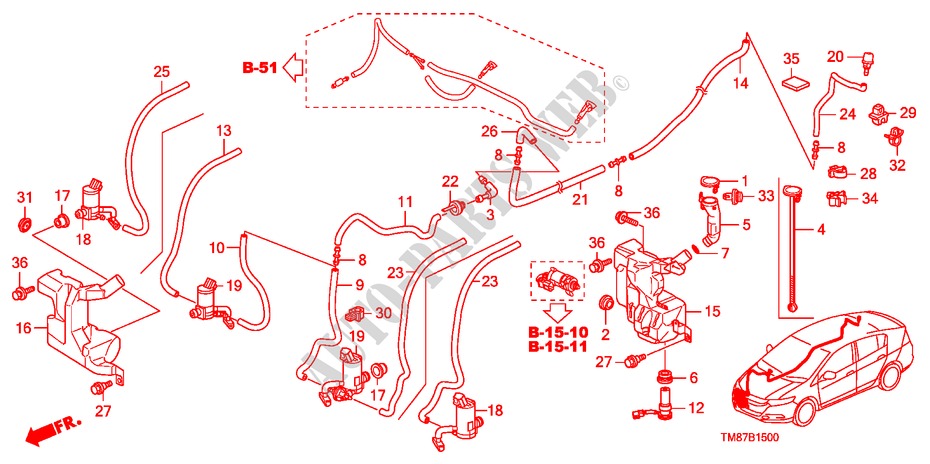 RUITESPROEIER(LH) voor Honda INSIGHT ELEGANCE 5 deuren CVT versnellingsbak 2010