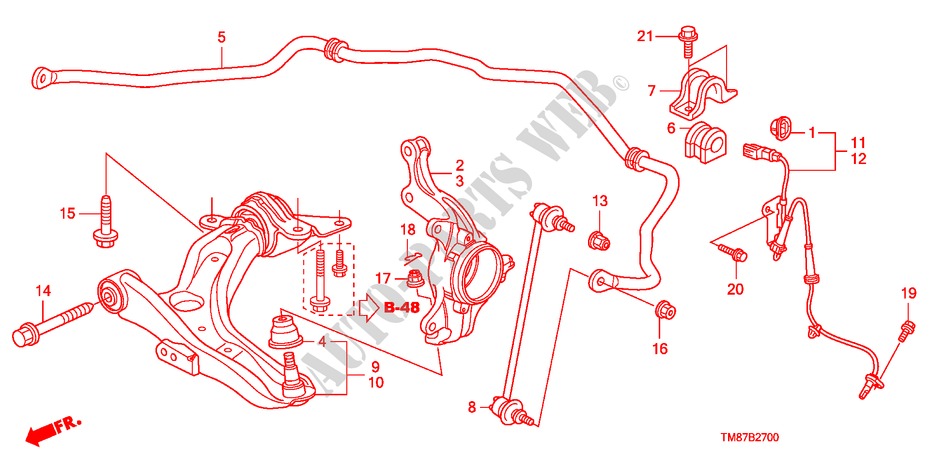 VOOR ONDER ARM voor Honda INSIGHT ELEGANCE 5 deuren CVT versnellingsbak 2010