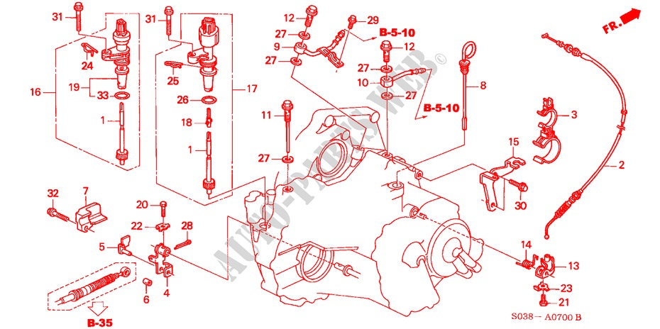 ATF PIJP/SNELHEIDSENSOR (S4MA) voor Honda CIVIC LXI 3 deuren 4-traps automatische versnellingsbak 1998