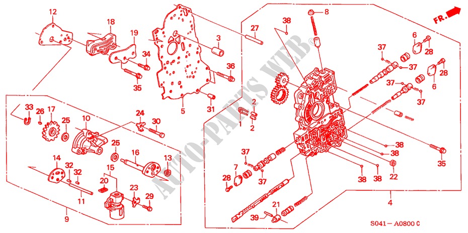 HOOFDKLEP BEHUIZING(S4MA) (1) voor Honda CIVIC LXI 3 deuren 4-traps automatische versnellingsbak 1998