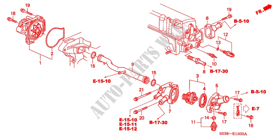 WATERPOMP/SENSOR (SOHC/SOHC VTEC) voor Honda CIVIC LXI 3 deuren 4-traps automatische versnellingsbak 1998