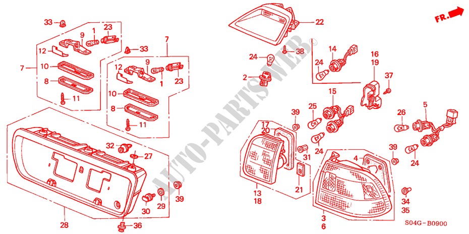 ACHTERLICHT(1) voor Honda CIVIC EXI 4 deuren 4-traps automatische versnellingsbak 2000