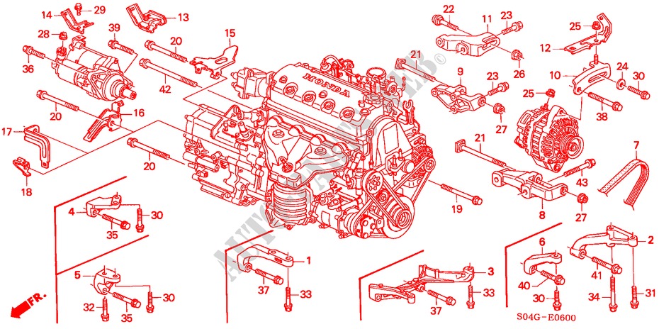 GENERATOR BEUGEL/ MOTOR VERSTIJVING voor Honda CIVIC VTI 4 deuren 4-traps automatische versnellingsbak 2000
