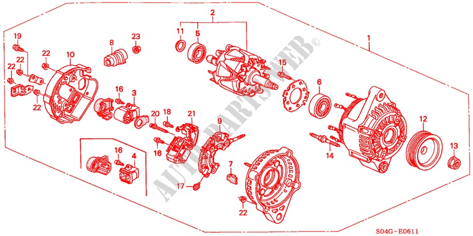 GENERATOR(DENSO) voor Honda CIVIC LXI 4 deuren 4-traps automatische versnellingsbak 2000