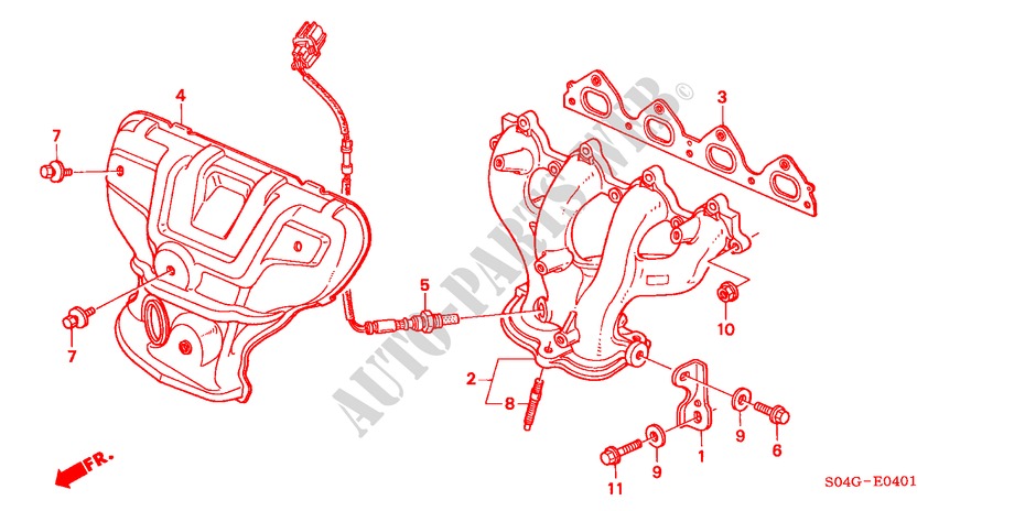 UITLAAT SPRUITSTUK (2) voor Honda CIVIC VTI 4 deuren 5-versnellings handgeschakelde versnellingsbak 2000
