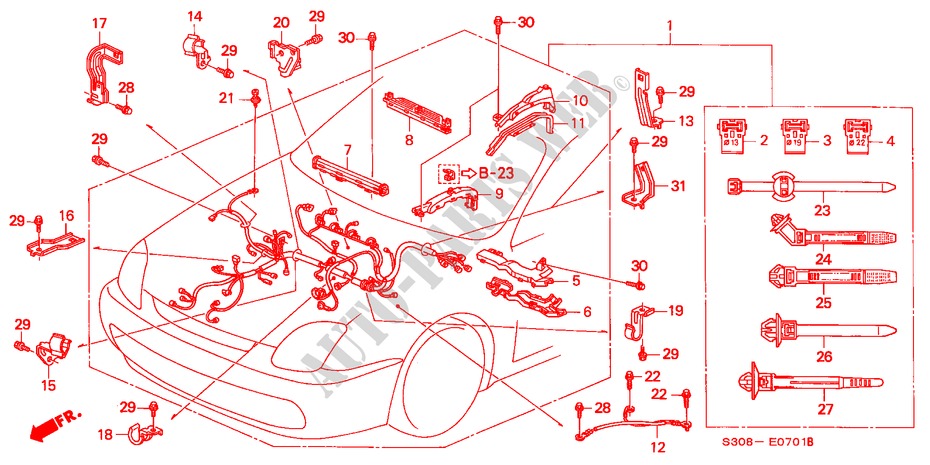 MOTOR BEDRADINGSBUNDEL(RH) voor Honda PRELUDE SI 2 deuren 5-versnellings handgeschakelde versnellingsbak 2000