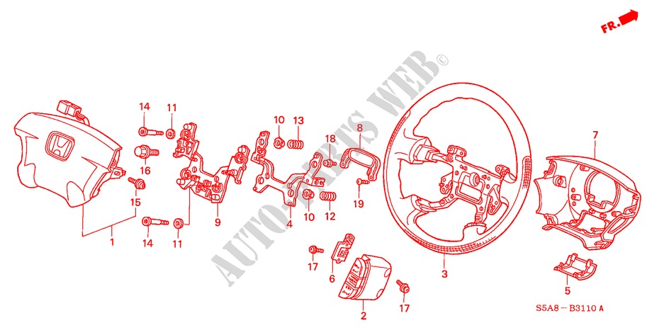 STUURWIEL(SRS) voor Honda CIVIC VTI 4 deuren 4-traps automatische versnellingsbak 2001