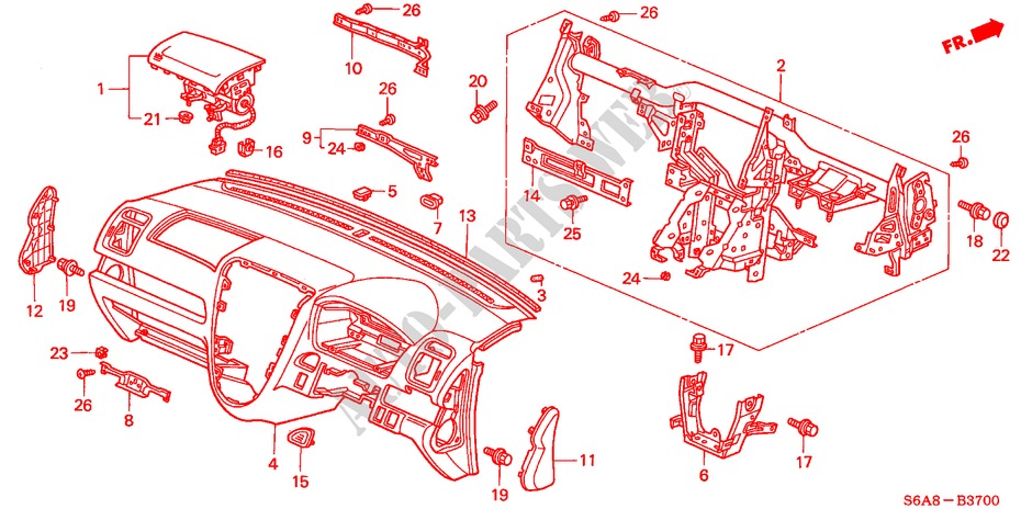 INSTRUMENTEN PANEEL voor Honda CIVIC VTI 5 deuren 4-traps automatische versnellingsbak 2001