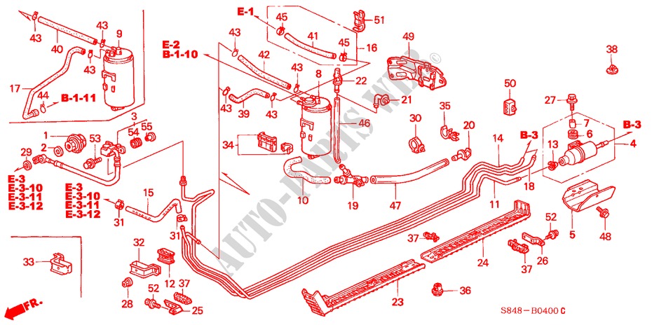 BRANDSTOF PIJP(1) voor Honda ACCORD 2.3VTI 4 deuren 4-traps automatische versnellingsbak 2000