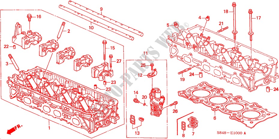 CILINDERKOP(L4) voor Honda ACCORD 2.3VTI 4 deuren 4-traps automatische versnellingsbak 2000