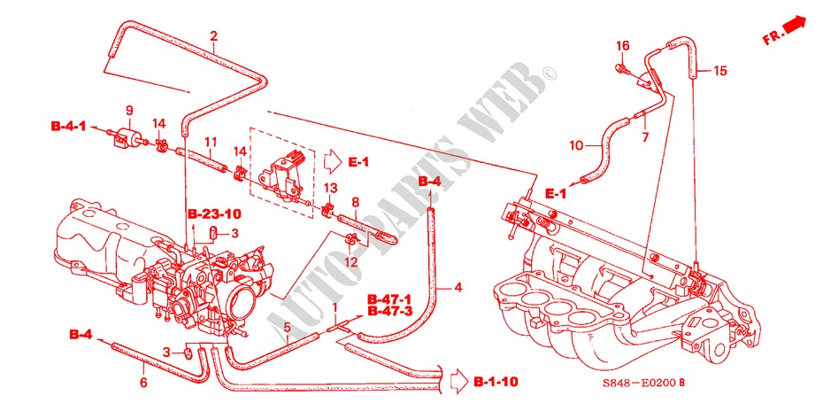 INSTALLATIEPIJP/SLANGEN(L4) voor Honda ACCORD 2.3VTI 4 deuren 4-traps automatische versnellingsbak 2000