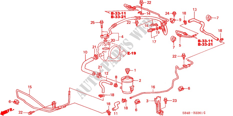 P.S. LEIDINGEN (L4) (RH) voor Honda ACCORD 2.0VTI 4 deuren 4-traps automatische versnellingsbak 2000